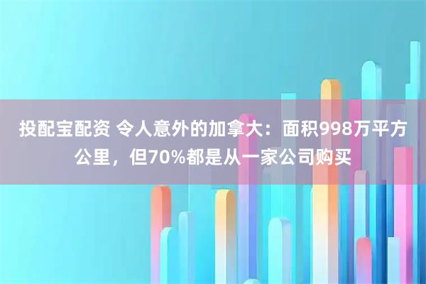 投配宝配资 令人意外的加拿大：面积998万平方公里，但70%都是从一家公司购买